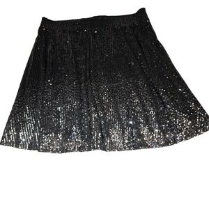 Torrid Black Silver Sequin Pleated Mini Skirt Plus Size 2 2X 18-20 New